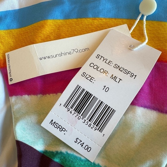 NWT Sunshine79 High Cut Embellished Rainbow Bikini Bottom / size 10 - Picture 2 of 10